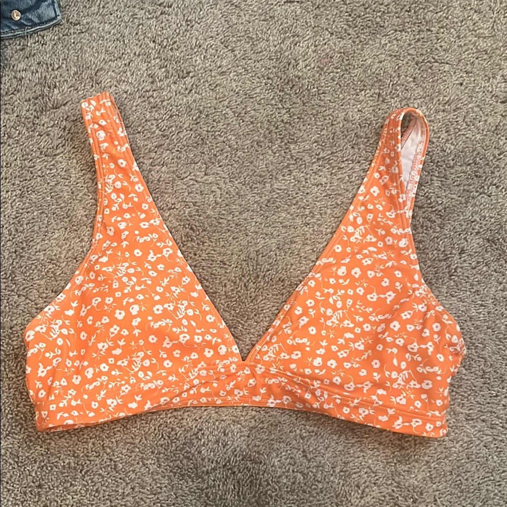 Orange Floral Bikini Top Medium